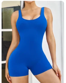 Seamless Backless V Neck Hip Lifting Yoga Jumpsuit - Royal Blue