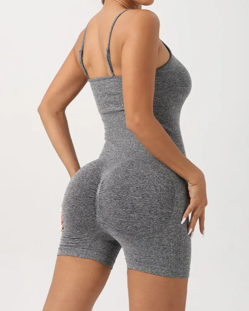 Jumpsuit Moldeador Sin Costuras Con Acolchado - gris oscuro
