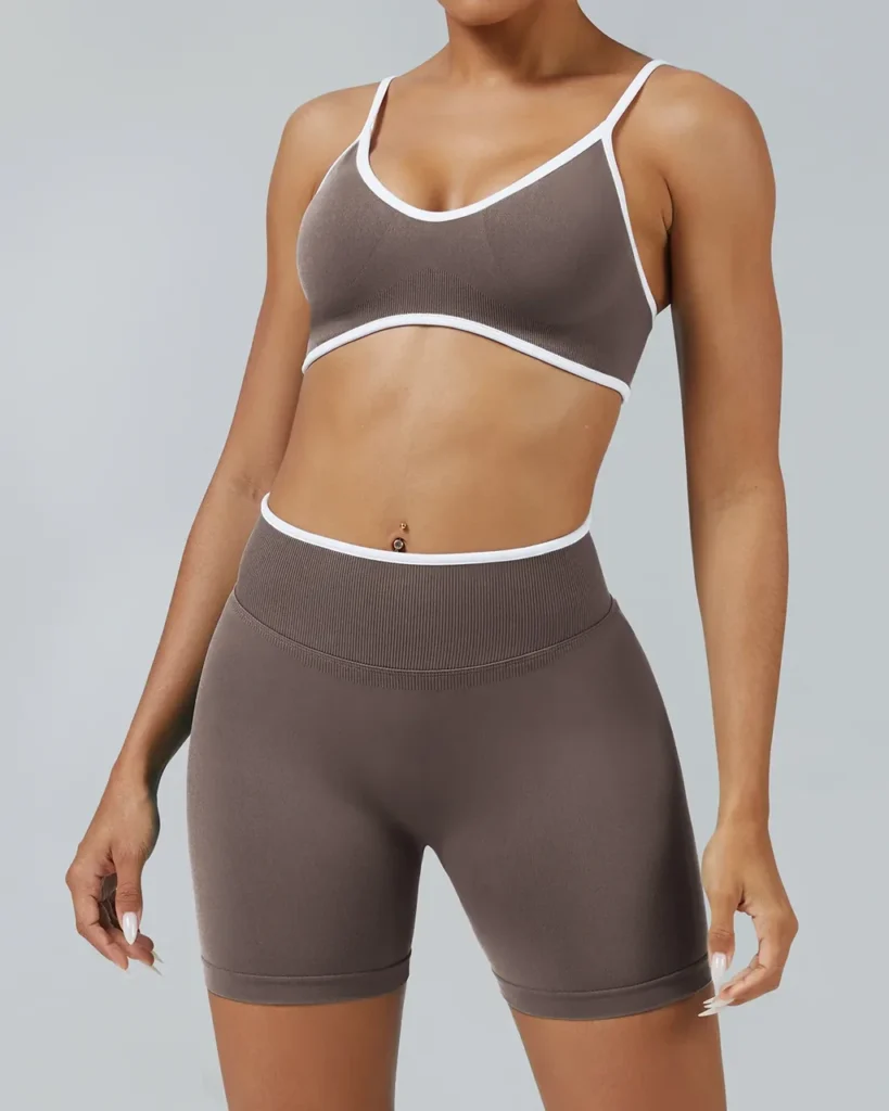 Seamless Backless Quick Dry Yoga Set - brown
