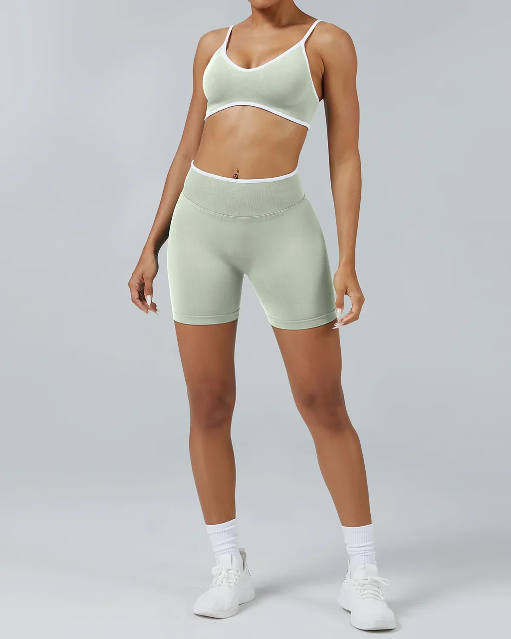 Set Yoga Sin Costuras Sin Espalda De Secado Rapido - light verde
