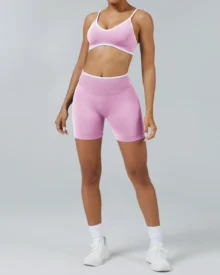 Seamless Backless Quick Dry Yoga Set - Pink