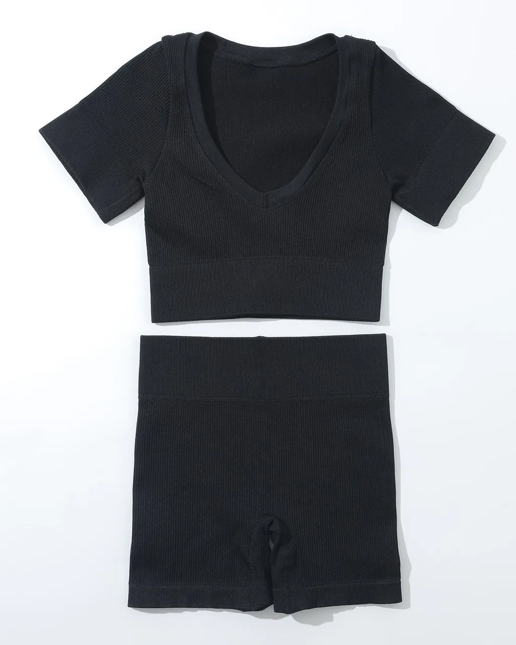 Set Yoga Sin Costuras Con Textura - negro