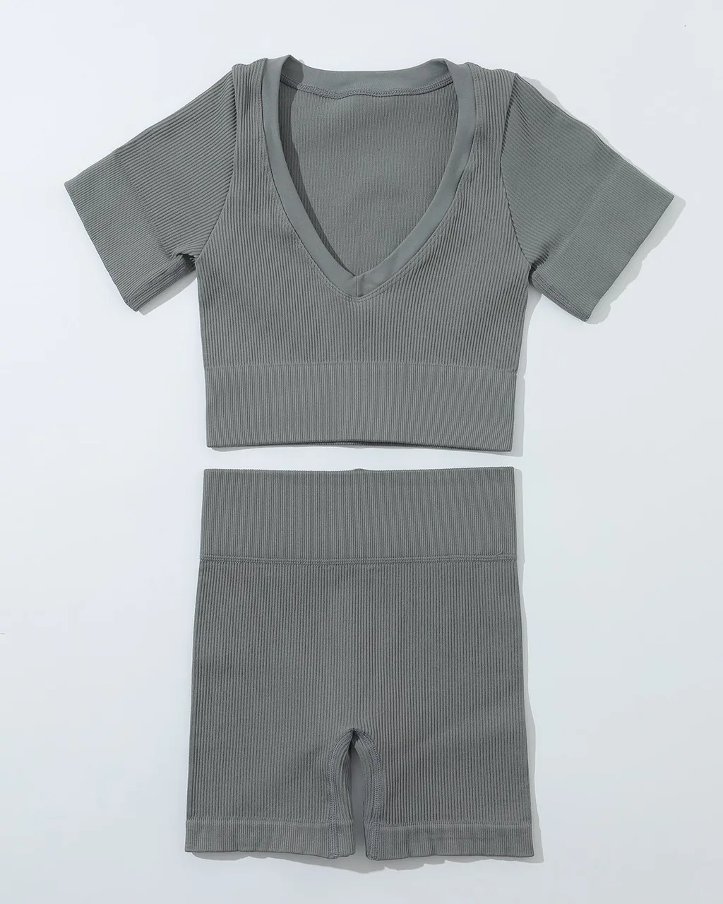 Set Yoga Sin Costuras Con Textura - gris