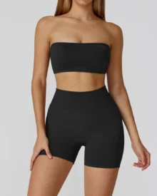 Seamless Cutout Backless High Waist Yoga Fitness Set - Navy