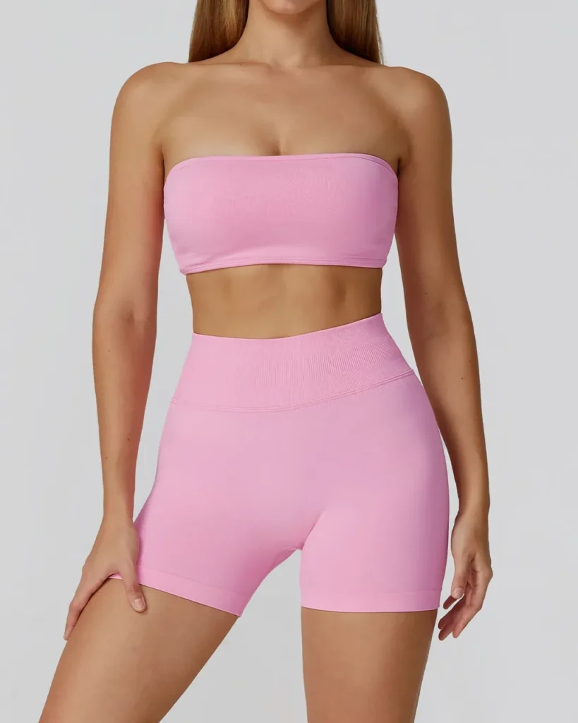 Seamless Cutout Backless High Waist Yoga Fitness Set - Pink