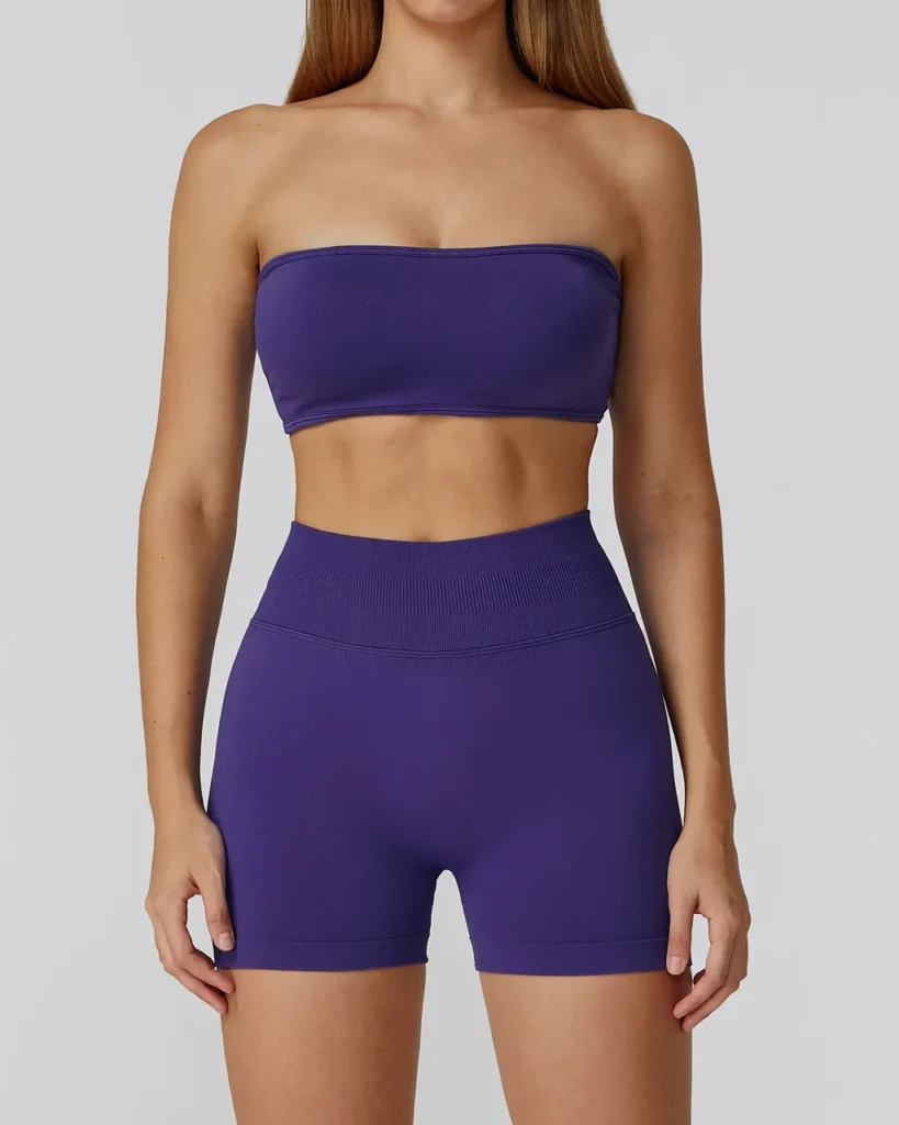 Seamless Cutout Backless High Waist Yoga Fitness Set - Purple