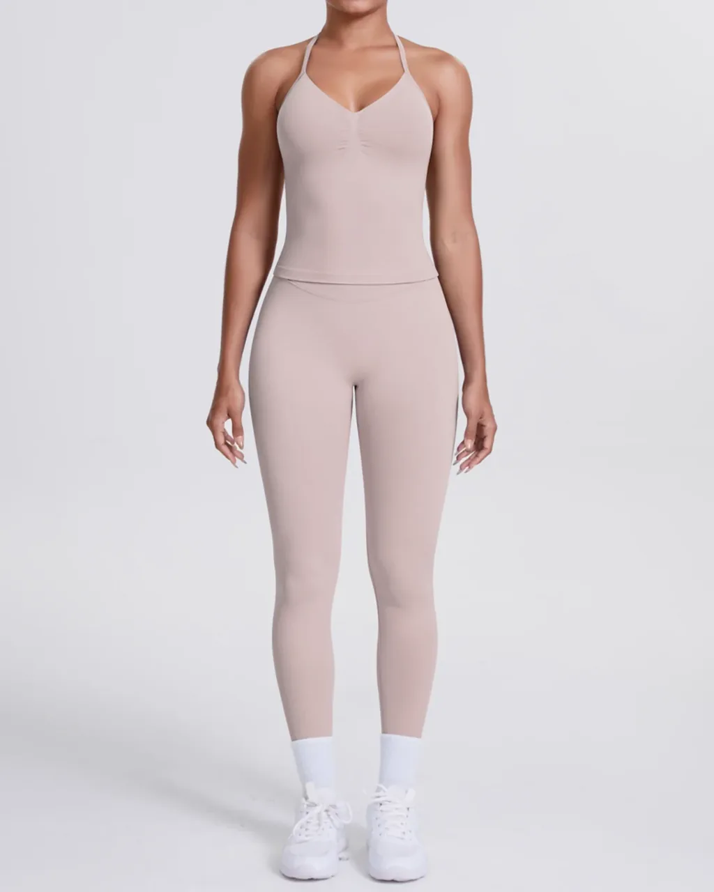 Conjunto Yoga Sin Costuras: Chaleco Y Pantalón - beige