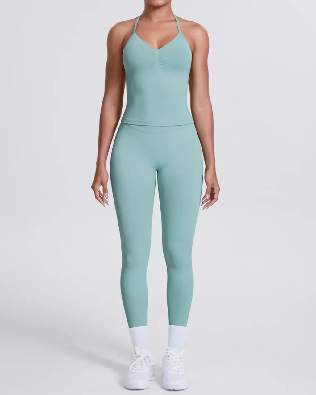 Conjunto Yoga Sin Costuras: Chaleco Y Pantalón - verde menta