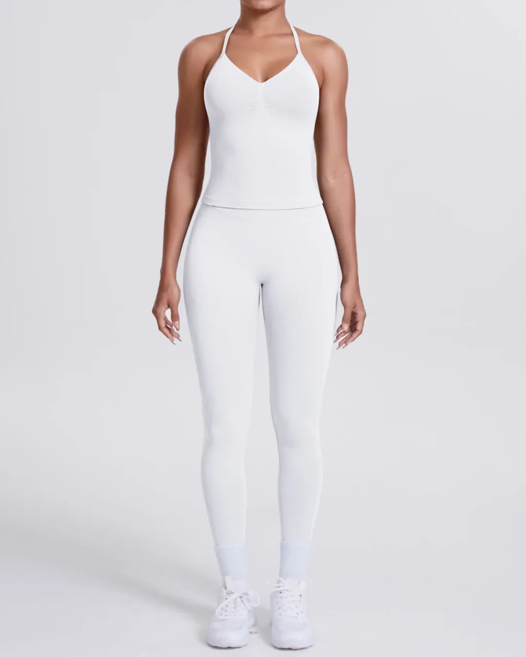 Conjunto Yoga Sin Costuras: Chaleco Y Pantalón - blanco
