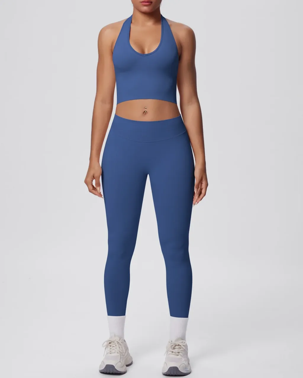 Set Yoga Sin Costuras Con Sostén Halter - pizarra