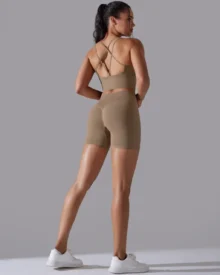 Seamless Knit Solid High Stretch Backless Yoga 2 Piece Set - Sage