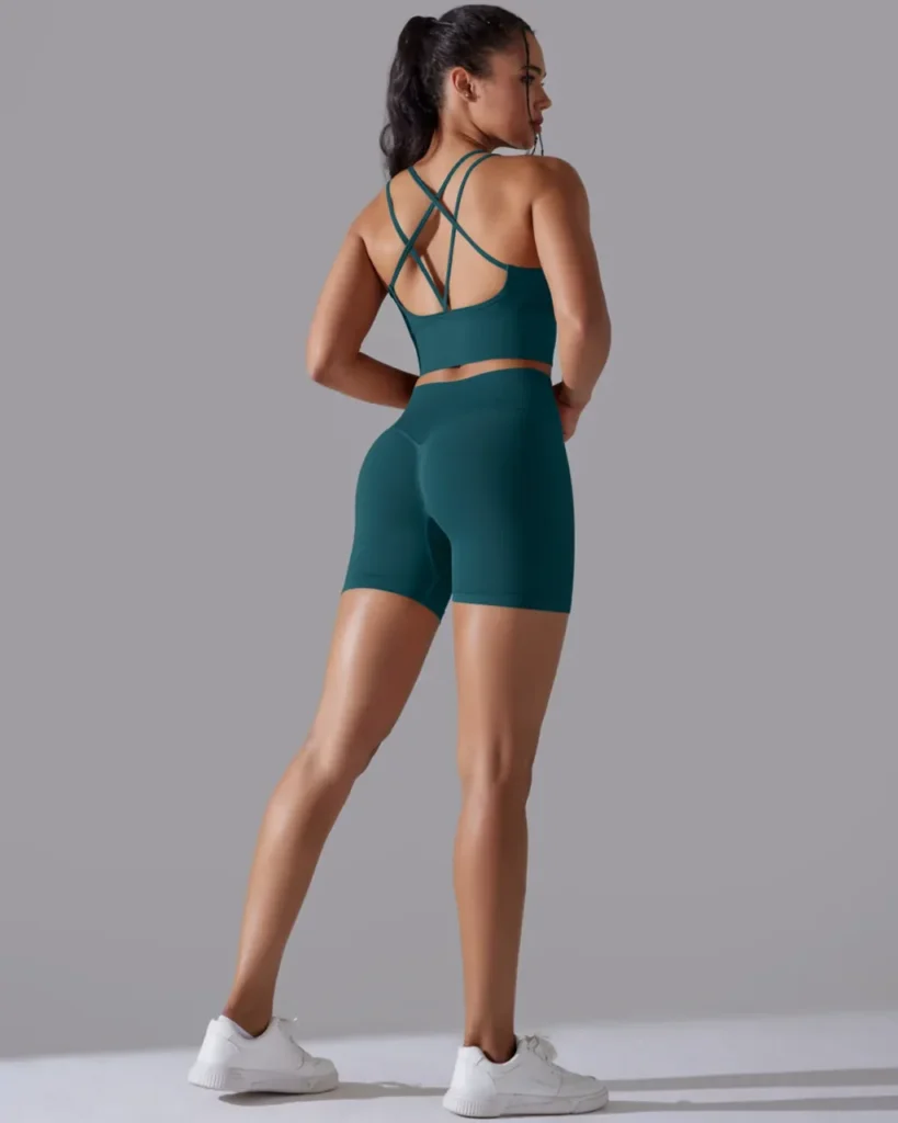 Seamless Knit Solid High Stretch Backless Yoga 2 Piece Set - Sage