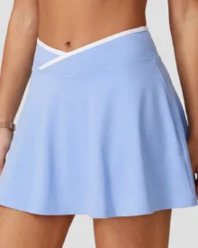Cross V-Waist Slim Outdoor Yoga Skirt Tennis Skort - Light Blue