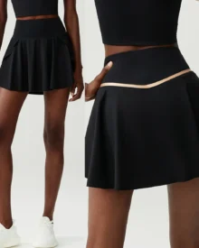 High Waist Plus Size Piece Tennis Skirt - Black