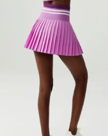 High Waist Ribbed Quick Dry Plus Size Tennis Skirt - Dusty Orchid