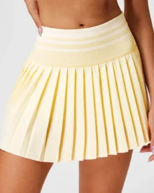 High Waist Anti-Exposure Pocket Tennis Skort - Cream