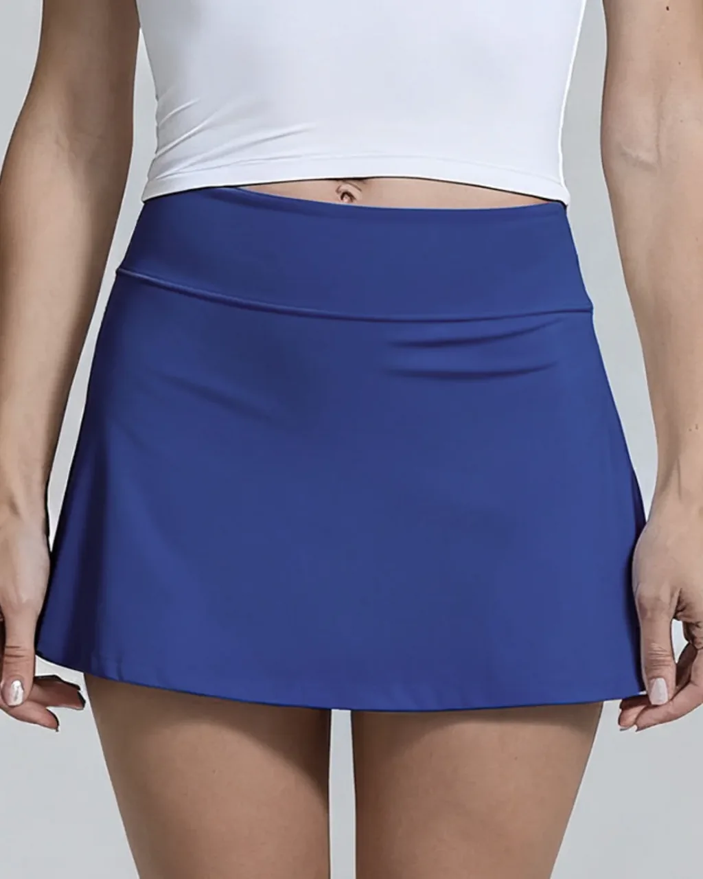 Skort Tenis Yoga De Cintura Alta Sin Costuras Con Bolsillo - azul real