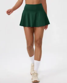 High Waist Quick Dry 2-In-1 Tennis Skort - Forest Green