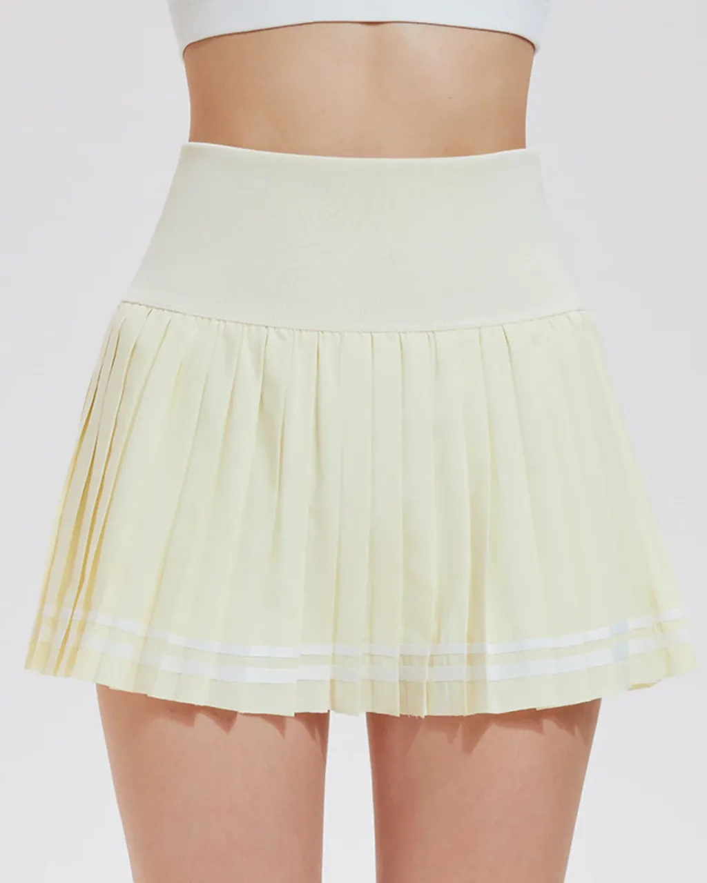 Falda Tenis Ajustada Con Pliegues Y Cintura Alta - beige