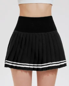 Falda Tenis Ajustada Con Pliegues Y Cintura Alta - negro