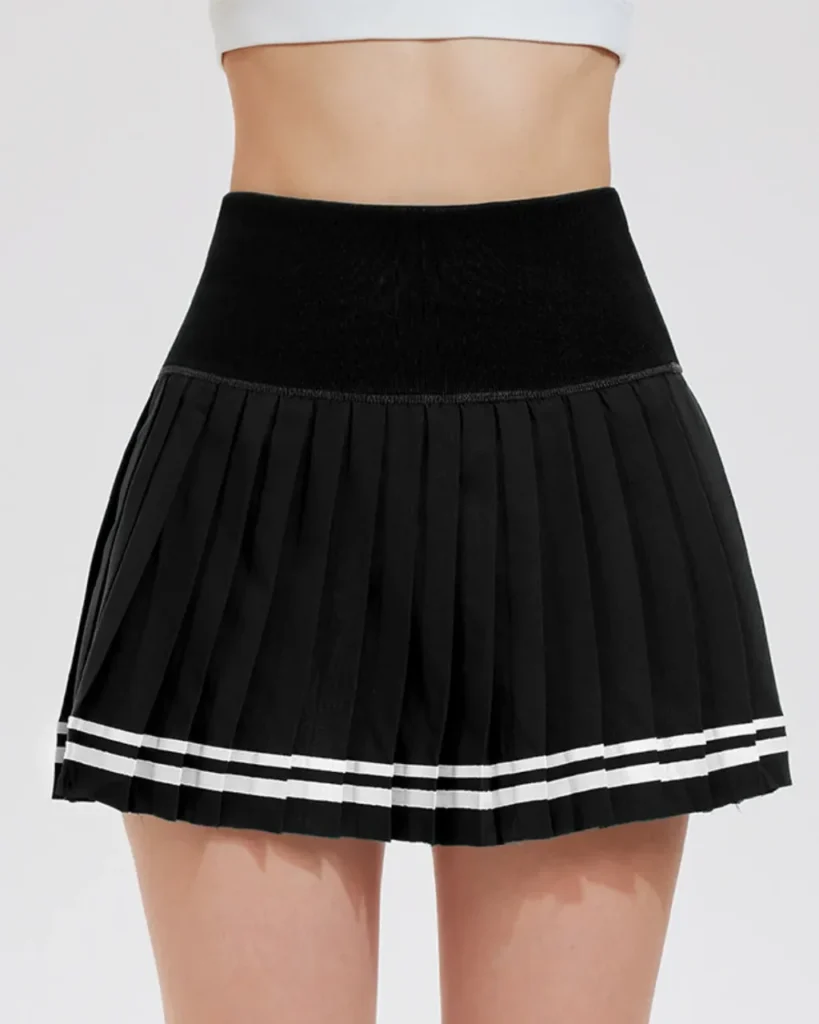 Falda Tenis Ajustada Con Pliegues Y Cintura Alta - negro