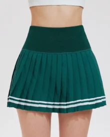 High Waist Slim Pleated Tennis Skirt - Forest Green