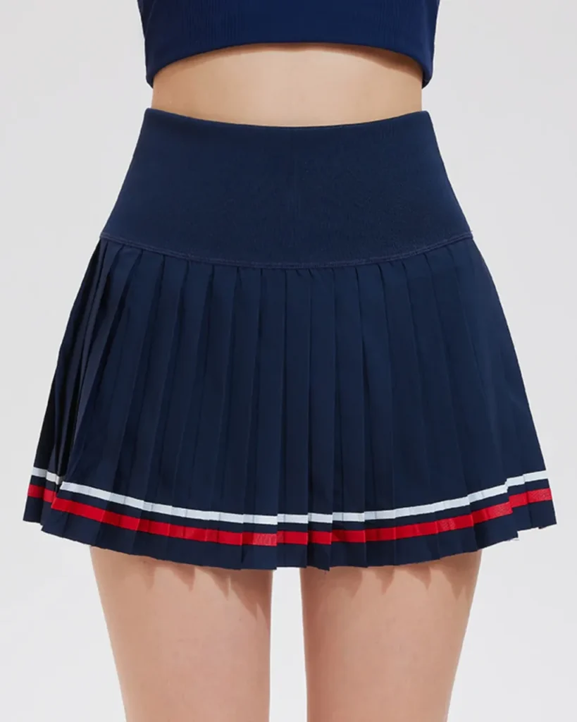 Falda Tenis Ajustada Con Pliegues Y Cintura Alta - azul marino