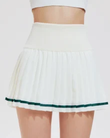 High Waist Slim Pleated Tennis Skirt - White