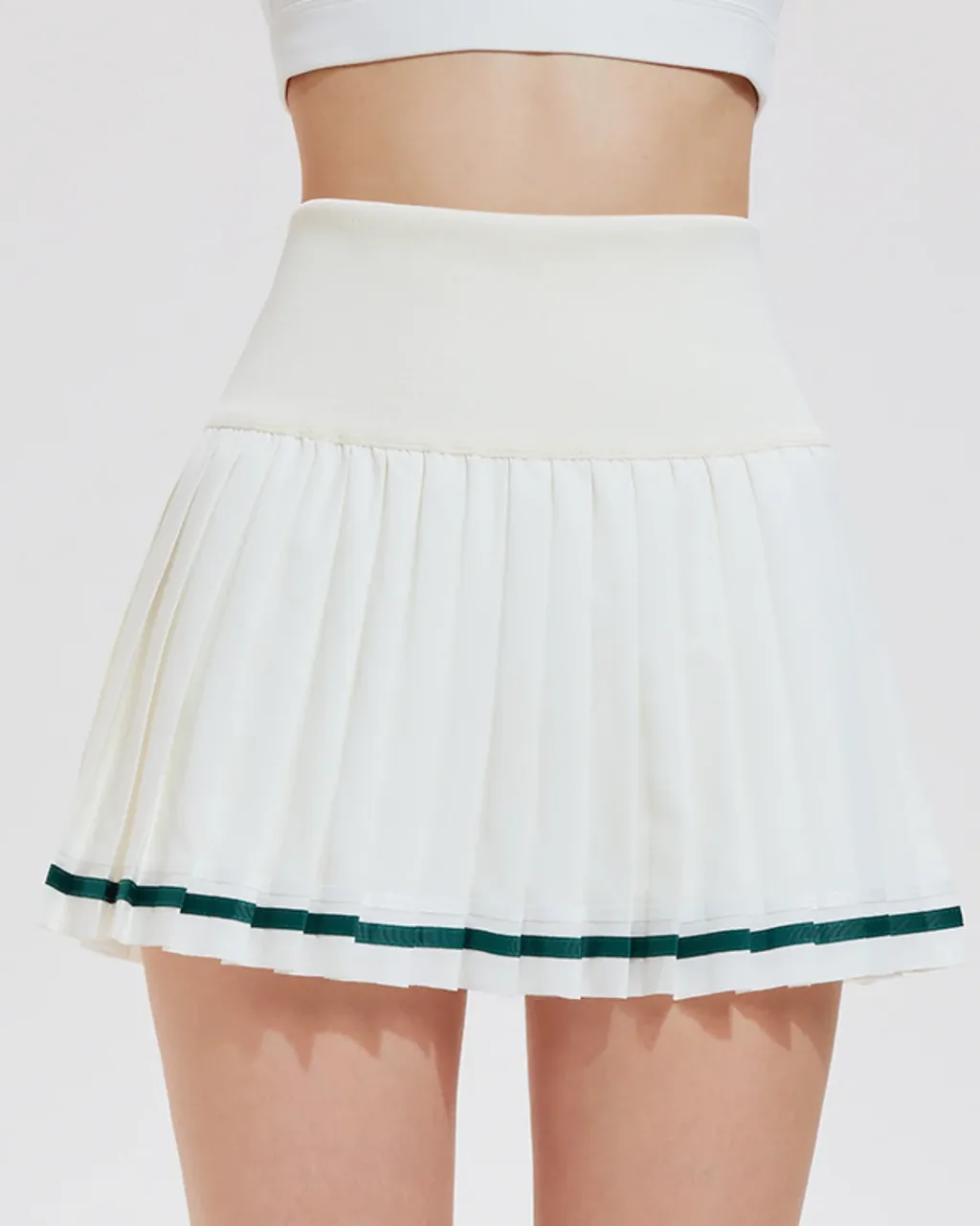 Falda Tenis Ajustada Con Pliegues Y Cintura Alta - blanco