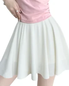 High Waist Butt Lifting Pleated Tennis Skort - White