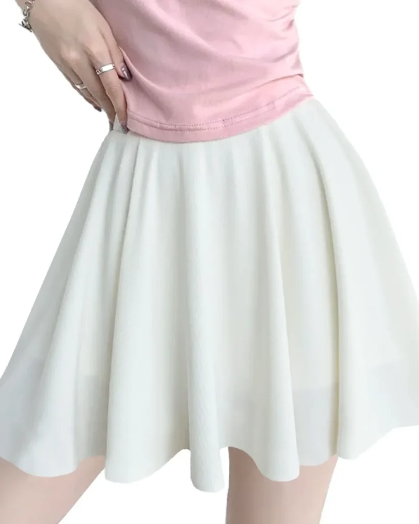 High Waist Butt Lifting Pleated Tennis Skort - White