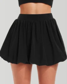High Waist Pleated A-Line Bubble Tennis Skort - Navy