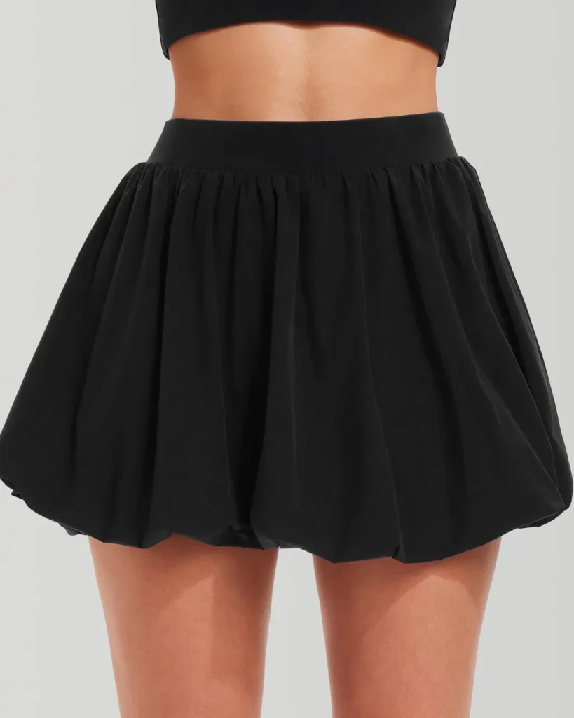 High Waist Pleated A-Line Bubble Tennis Skort - Navy