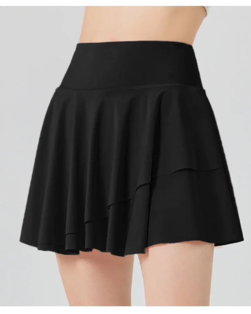 Quick Dry High Waist Pleated Golf Tennis Skort - Black