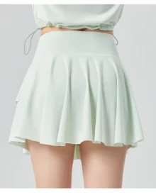 Quick Dry High Waist Pleated Golf Tennis Skort - green