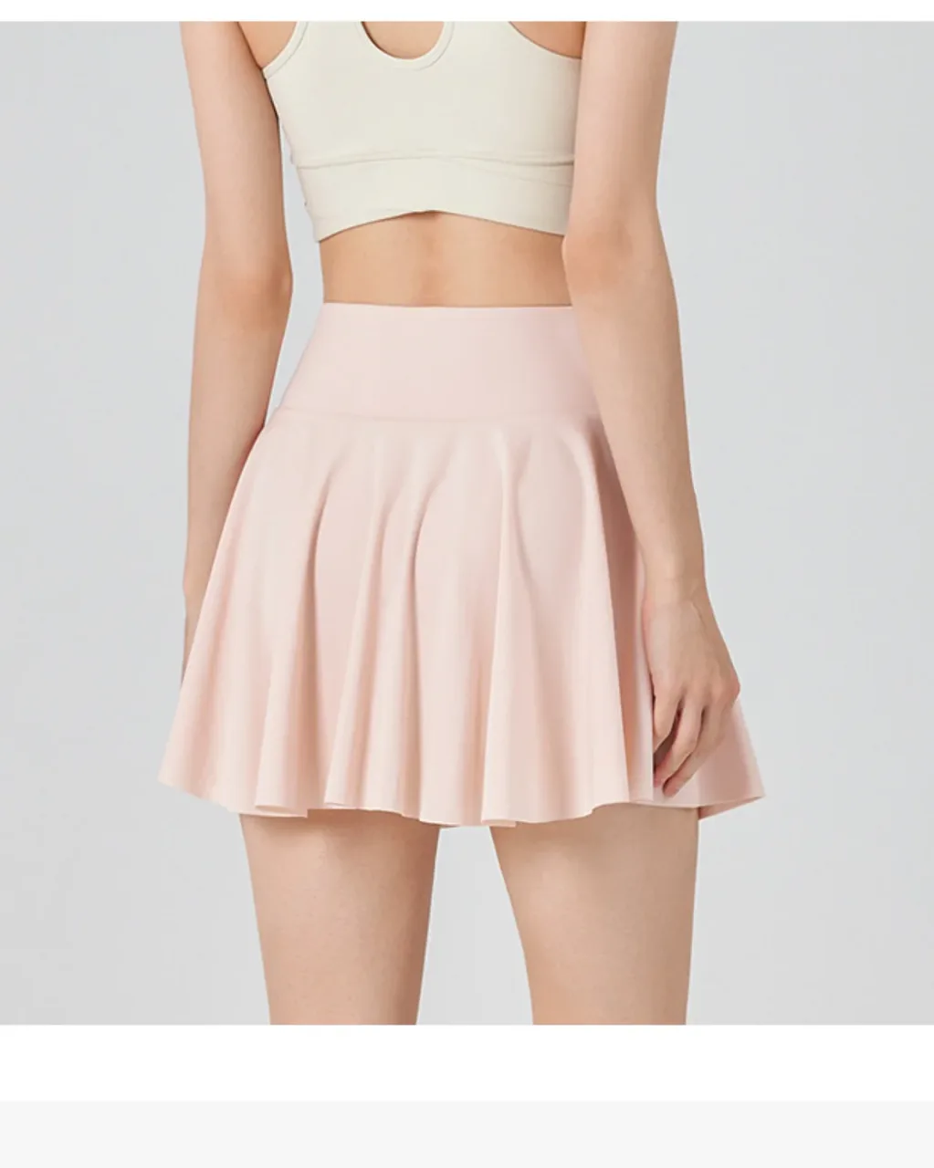 Skort Deportiva Secado Rápido Con Cintura Alta Y Pliegues - rosa