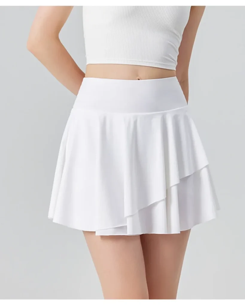 Quick Dry High Waist Pleated Golf Tennis Skort - white
