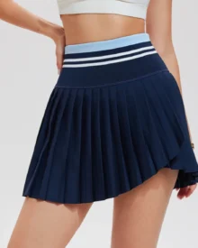 High Waist Slim Pleated Tennis Golf Skort - Navy