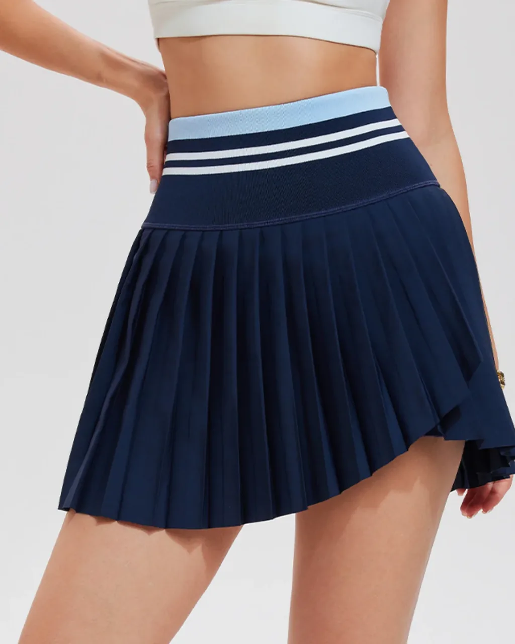 Skort Tenis Y Golf Con Cintura Alta Y Pliegues - azul marino