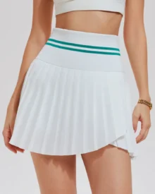 High Waist Slim Pleated Tennis Golf Skort - White
