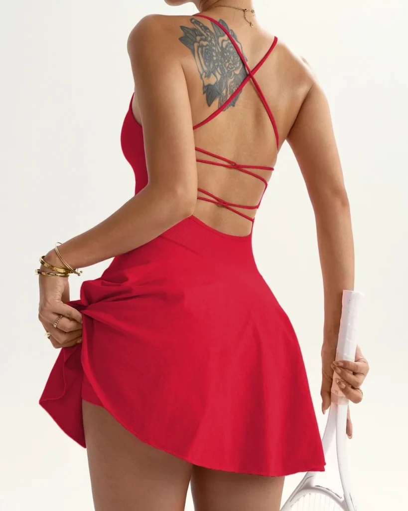 Vestido Yoga Tenis Sin Mangas - rojo