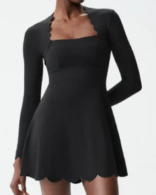 Vestido Yoga Anti-Exposición Con Estampado Ondulado (Tallas Grandes) - negro