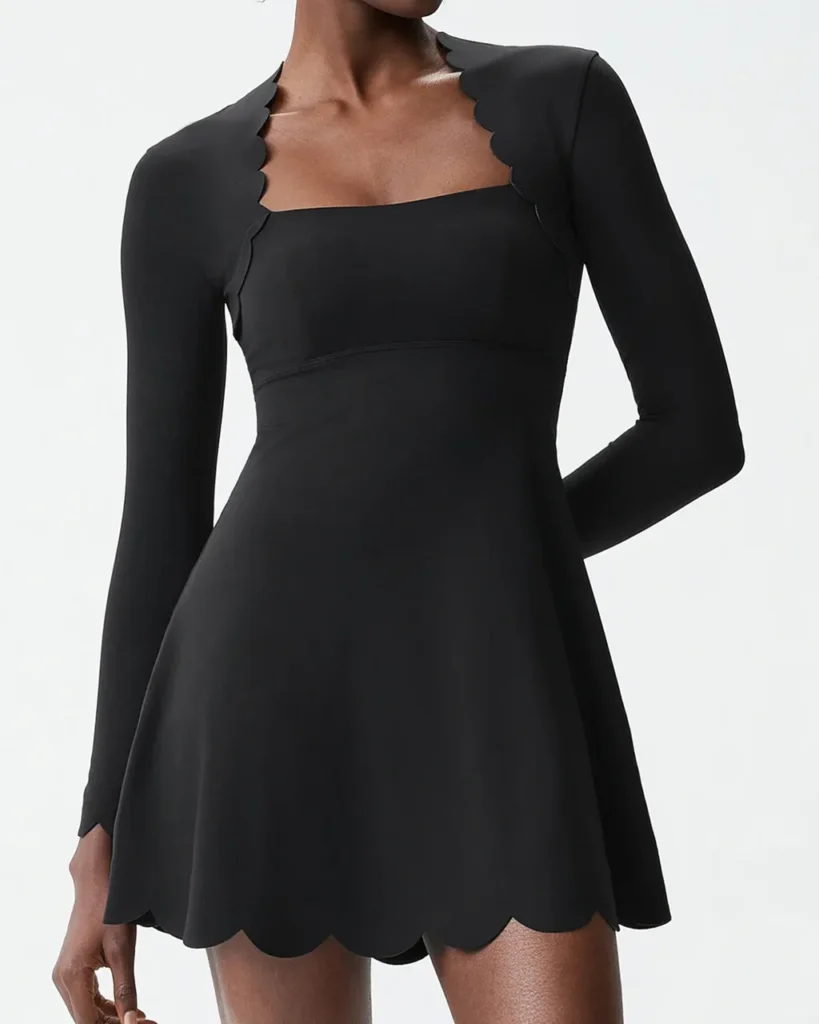 Vestido Yoga Anti-Exposición Con Estampado Ondulado (Tallas Grandes) - negro