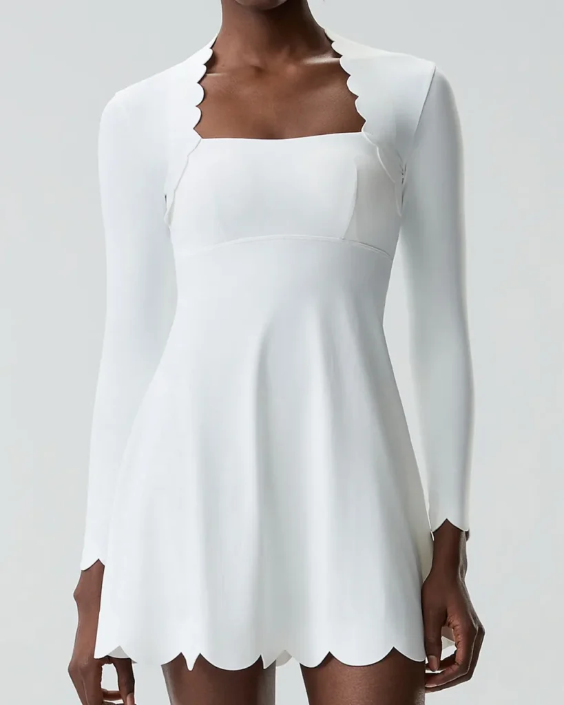 Vestido Yoga Anti-Exposición Con Estampado Ondulado (Tallas Grandes) - blanco