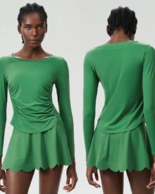 Lycra Sun Protection Plus Size Piece Tennis Skirt - Green
