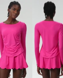 Lycra Sun Protection Plus Size Piece Tennis Skirt - Hot Pink