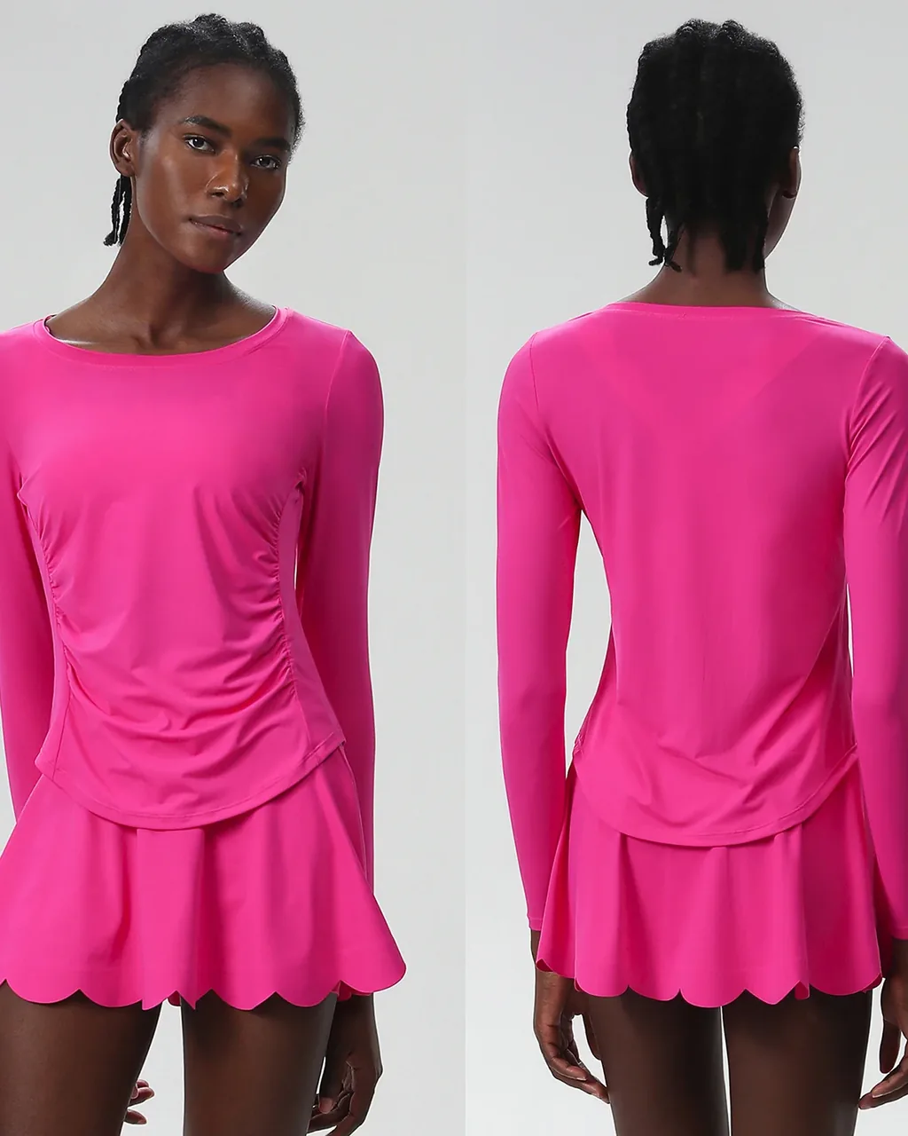 Falda Tenis Lycra Con Protección Solar Para Tallas Grandes - rosa intenso