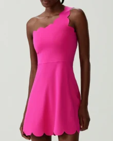 Wave Pattern One Shoulder Waist Shaping Plus Size - Fuchsia