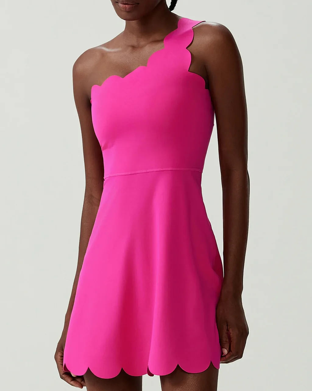 Modelador De Cintura Con Estampado Ondulado Y Hombro Descubierto - fucsia