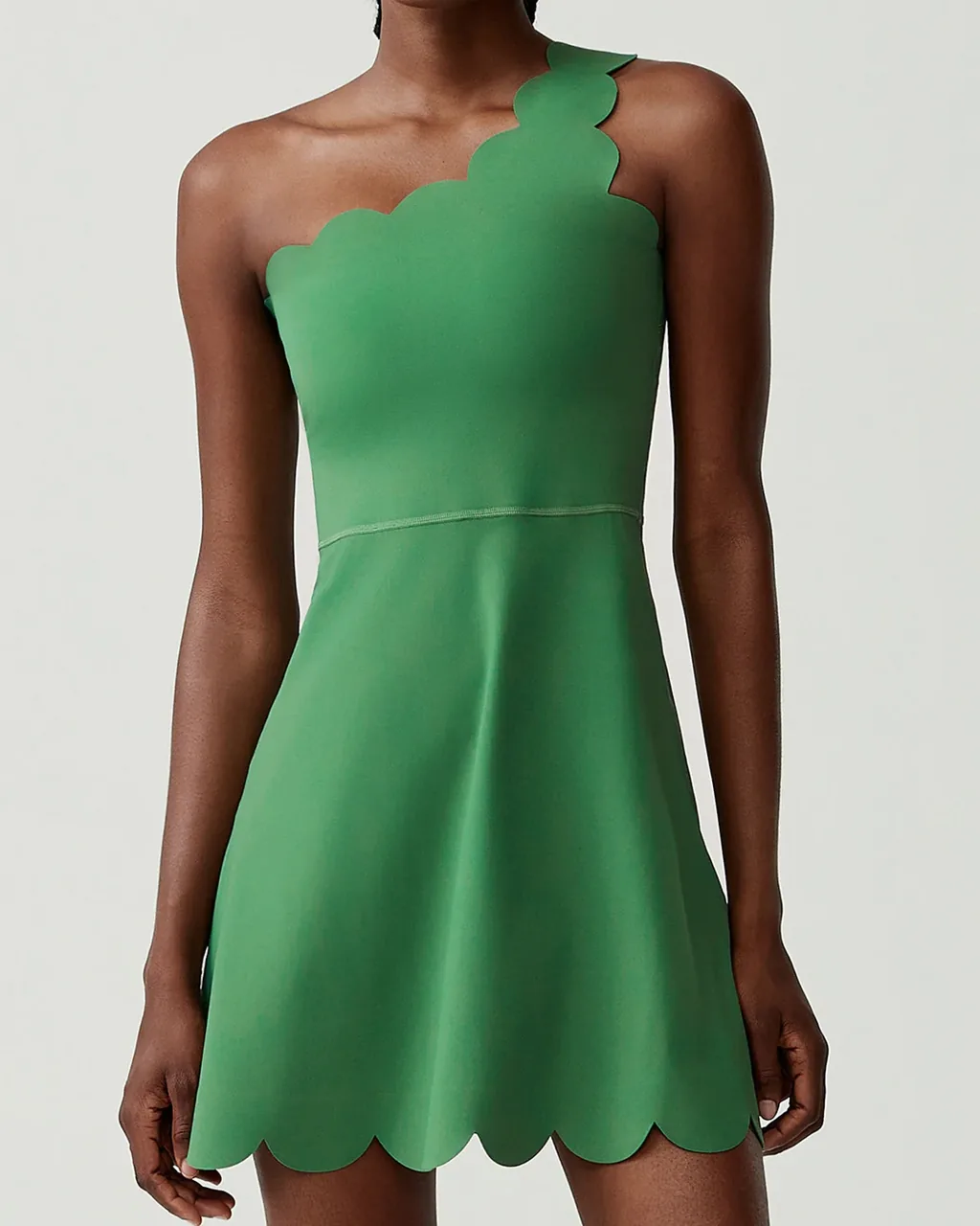 Modelador De Cintura Con Estampado Ondulado Y Hombro Descubierto - verde